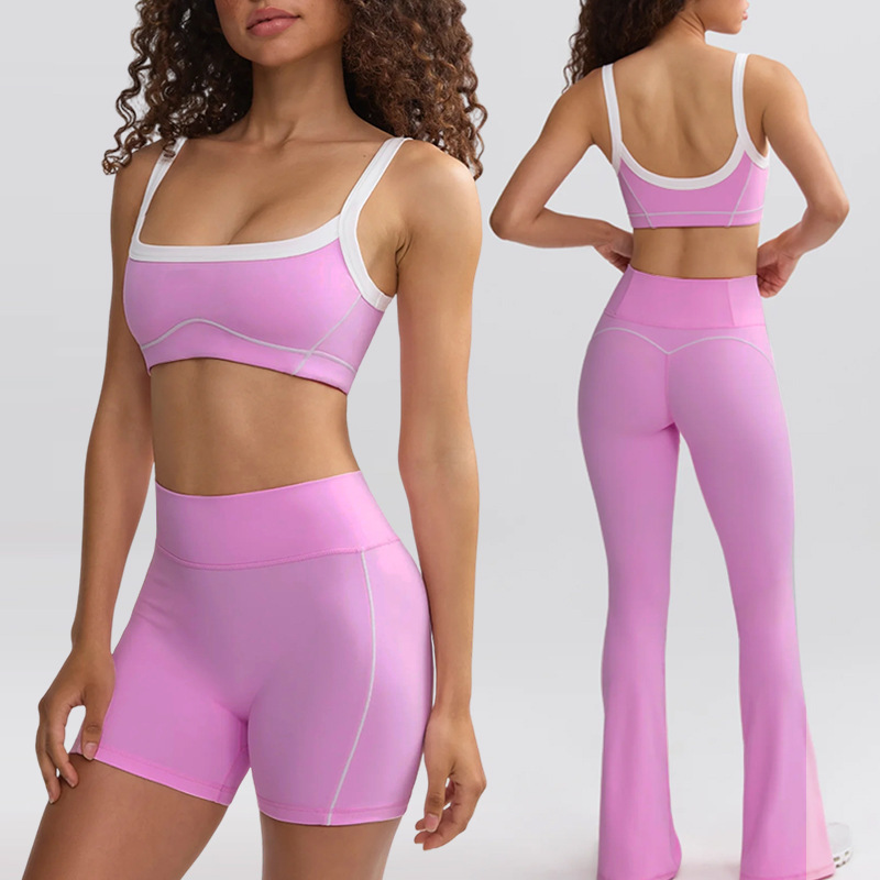 European and American Cross-border New Naked Yoga Suit Women's Bra Underwear Sports suit Tight Outdoor Fitness Shorts Spring and Summer