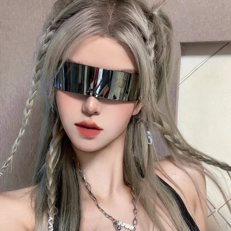 2025新款科技感眼镜网红蹦迪嘻哈街头墨镜长方形一体男女潮太阳镜|undefined