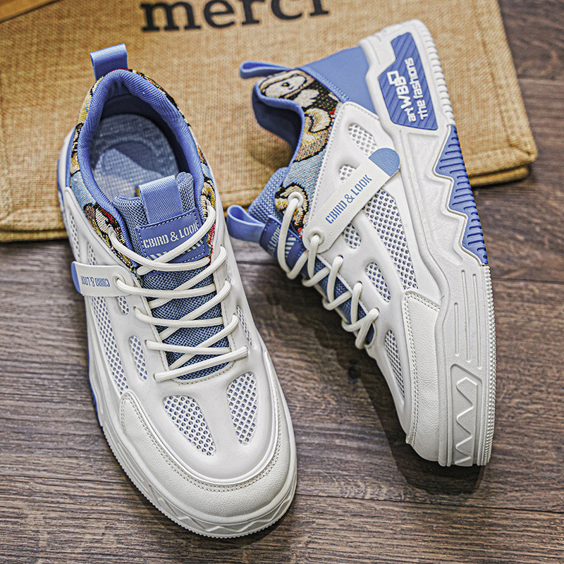 Men's fashionable two-tone low breathable casual sneakers with…