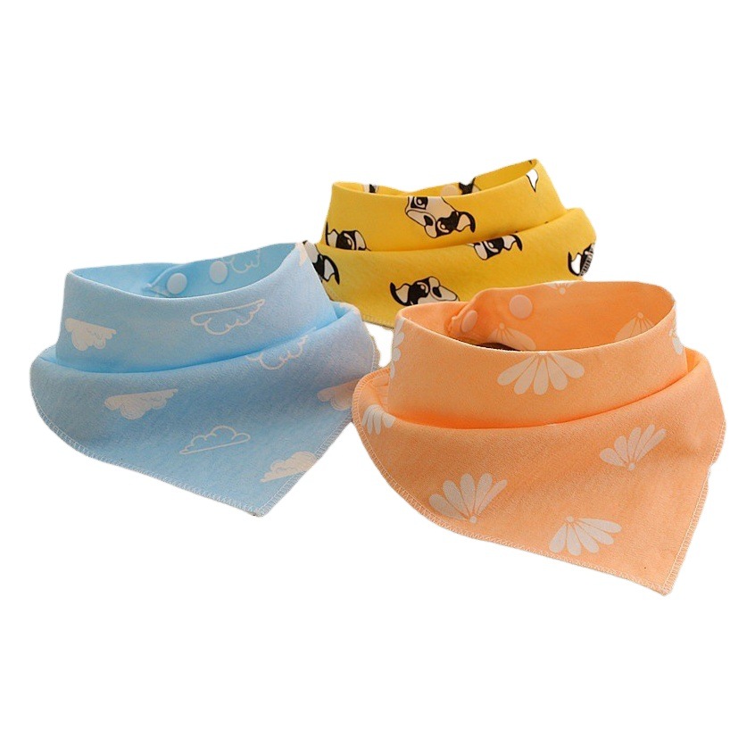 New baby bib baby triangle cotton newborn double-layer snap bib children scarf bib