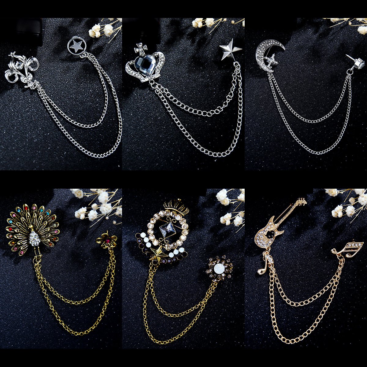 Retro Palace style gem brooch ins design sense baroque luxury luxury dress corsage fashion manufacturers wholesale