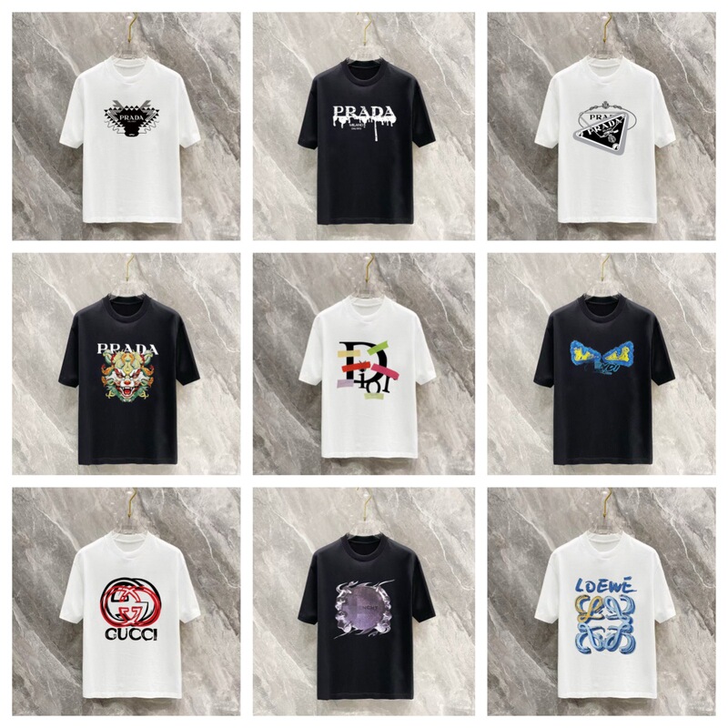 Cross-Border High-End Summer New Collection of Custom Logo Letter Print Unisex Casual Short-Sleeve T-Shirts Cross-Border High-End Summer New Collection of Custom Logo Letter Print Unisex Casual Short-Sleeve T-Shirts