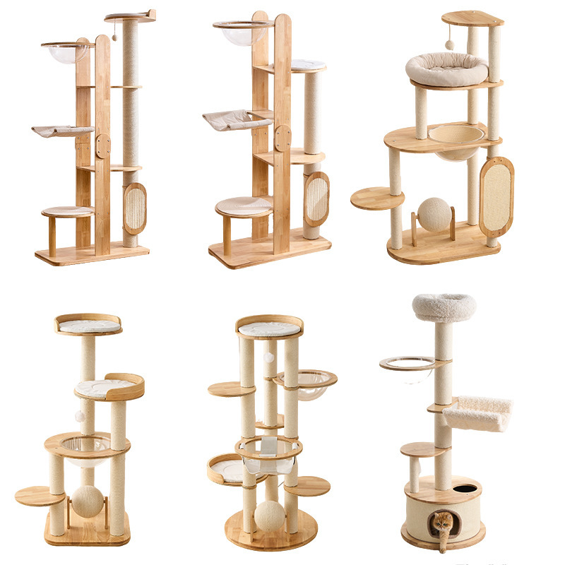 Multiple Models of Solid Wood Cat Climbing Frames for Home Use, Space-Saving Cat Nests and Cat Trees, One-Stop Shopping for Cat Products, Factory Direct Supply, Sample Order Available