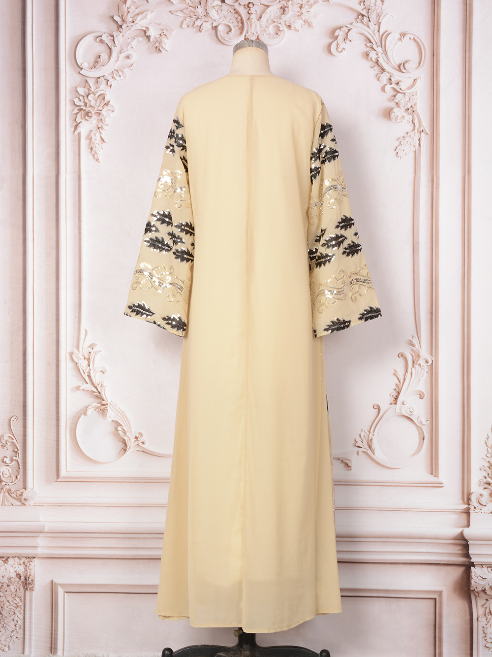 New Cross-border Dubai Abaya Clothing, Abaya, Middle Eastern Dress, Long-sleeved Sequined Arabic Gown_ecoleips.com