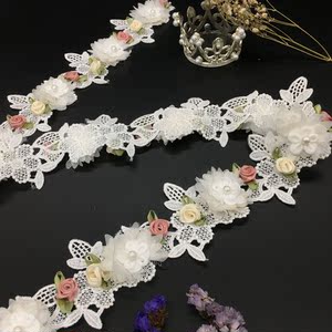 15yard retro lace rose flowers trim ribbon for DIY sewing baby clothes hat shoes headdress wedding dresses curtain home decor birthday party gift card Cake decoration diy craft