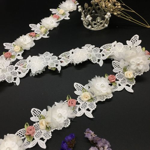 15yard retro lace rose flowers trim ribbon for DIY sewing baby clothes hat shoes headdress wedding dresses curtain home decor birthday party gift card Cake decoration diy craft