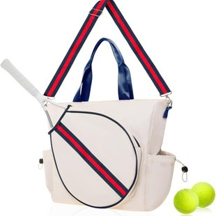 Fashion Wholesale Multifunction Pu Waterproof Striped Tennis Bag Handbag Men Women Court Sports Badminton Racket Bag