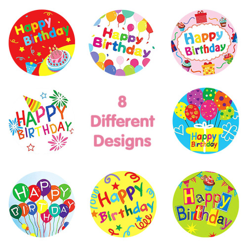 Round self-adhesive label cartoon birthday greeting sticker hand-decorated seal sticker teacher reward holiday decoration