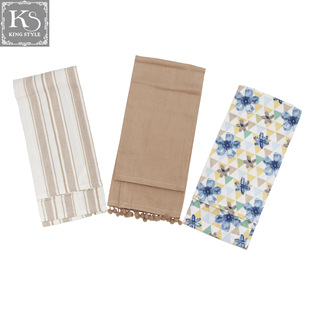 Cross-border wholesale trade for thick absorbent lines stripe printing cotton tea towel tea cloth cup towel