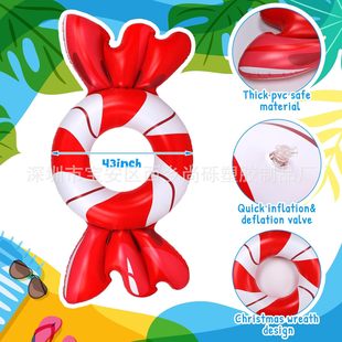 Wholesale PVC inflatable candy swimming ring with backrest water inflatable recliner adult swimming pool inflatable floating row floating bed