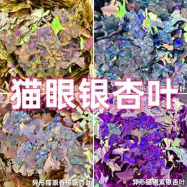 银杏叶猫眼哑光水晶diy流麻美甲亮片闪粉滴胶史莱姆金葱粉甲油胶