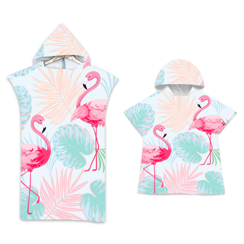 Adult and Children's Parent-Child Style Poncho Bath Towel Hooded Cape Quick-Drying Easy-Absorbent Swimming Towel Travel Beach Towel