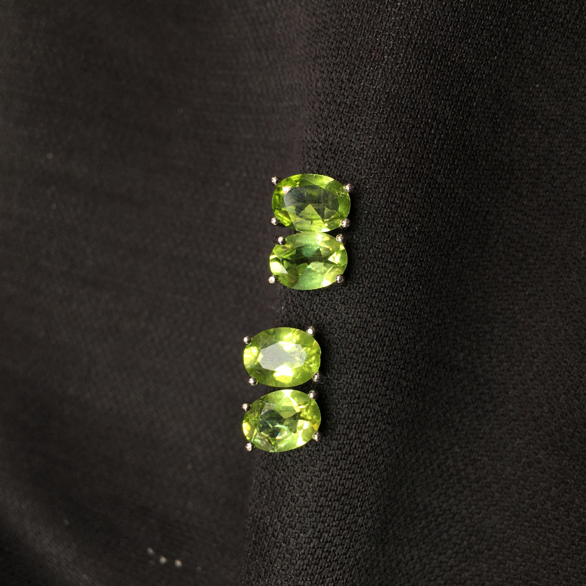 Natural Olivine Faceted Stud Earrings S925 Silver
