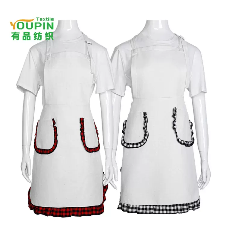 新款洋气餐饮时尚日式厨房围腰网红围裙家用女士热转印棉麻围裙