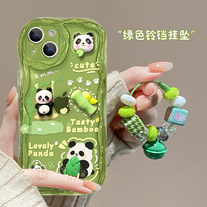 Suitable for Apple 16 Pro Max Phone Case, New Women's Model iPhone 17, Anti-Drop, Cute Panda Doll Pendant, Silicone