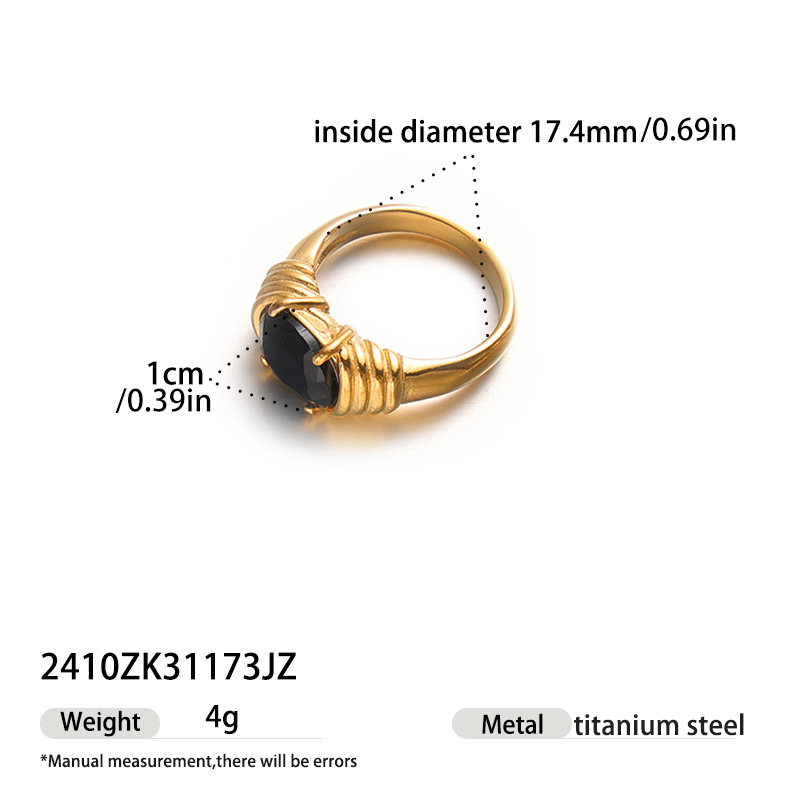 Tina Europa y los Estados Unidos transfronterizos INS viento medieval temperamento de moda anillo de acero inoxidable chapado 18 quilates oro anillo de zircon mujer al por mayor