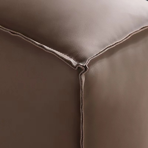 Italian minimalist tofu block leather sofa small apartment medium thick first layer cowhide three person retro straight living room sofa