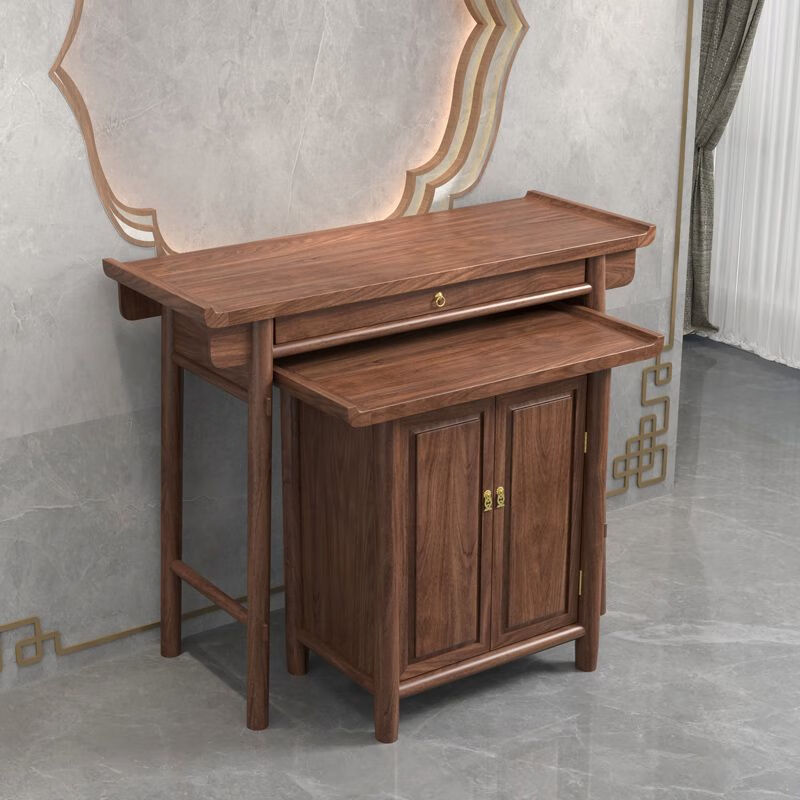 New Chinese-Style Solid Wood Altar for Home Living Room, Buddha Statue Standing Cabinet, Shrine, Modern Simple Offering Table