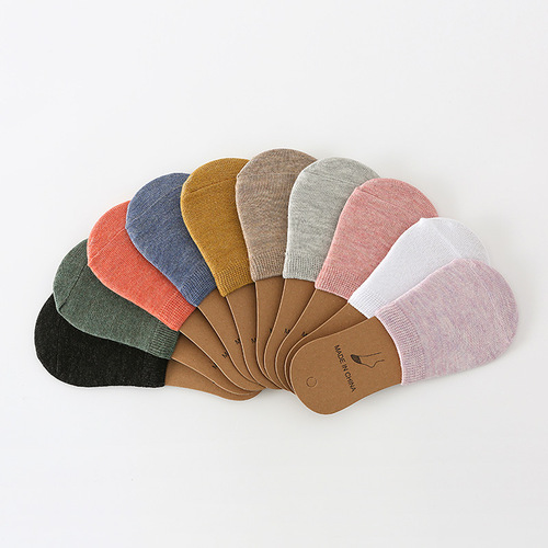 One piece drop shipping ice cream solid color women's socks invisible socks plus size cotton half palm boat socks women's socks Zhuji socks