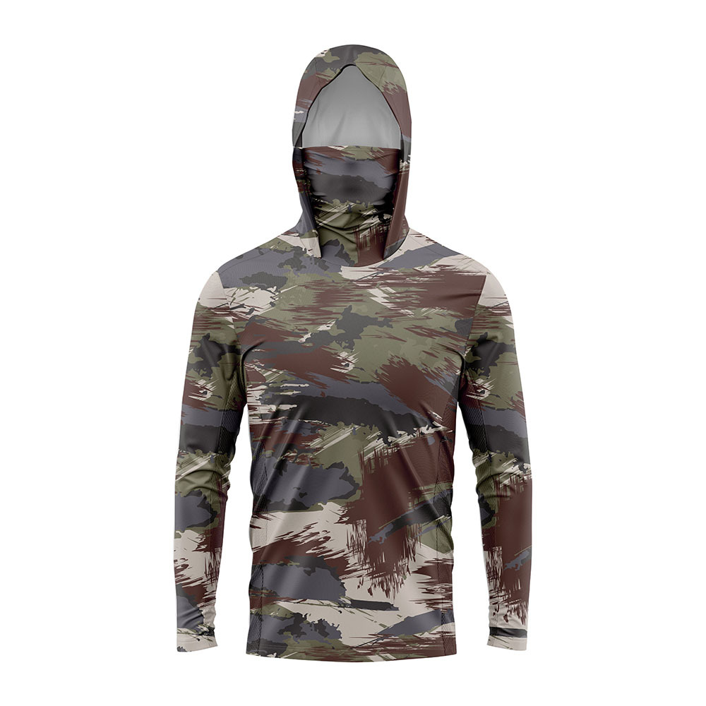 Camouflage Outdoor Fishing and Hunting Sun Protection Clothing Foreign Trade Cross-Border Fishing Clothing Men and Women Long-Sleeved Hoodies Sun Protection Breathable Hanging