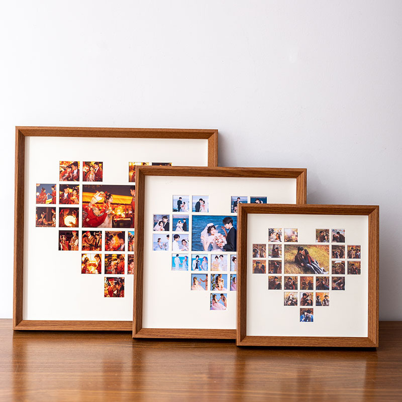 Heart-Shaped Grid Photo Frame DIY Chinese Valentine's Day Couple Best Friend Commemorative Frame Birthday Gift Graffiti Table Decoration