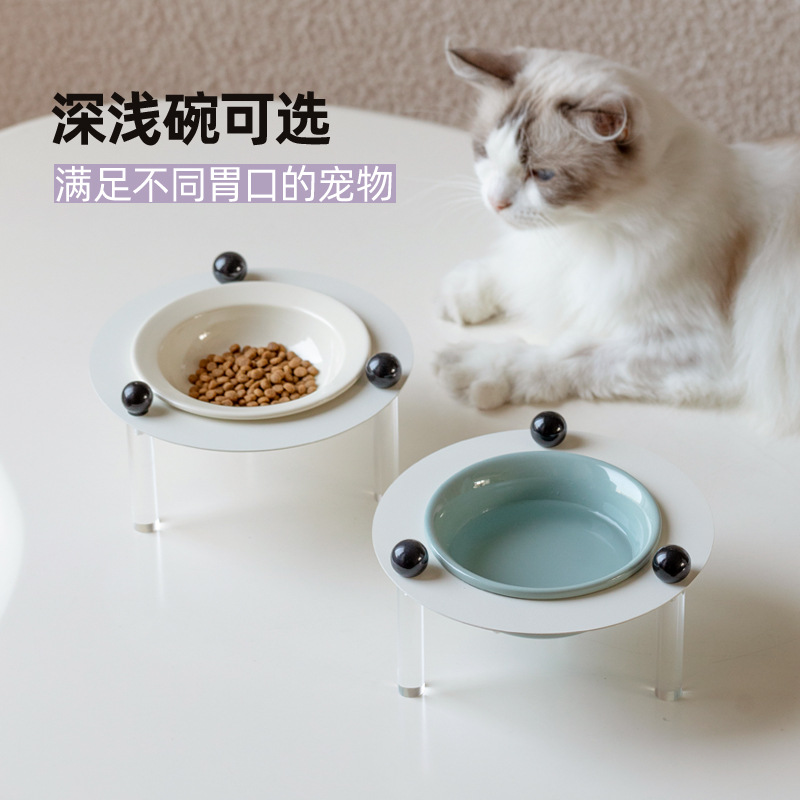 Tazón de cerámica de alto valor facial para mascotas, tazón de comida para gatos, tazón de comida para perros, tazón de alimentación para bebidas, mesa de comedor, estante de tazón