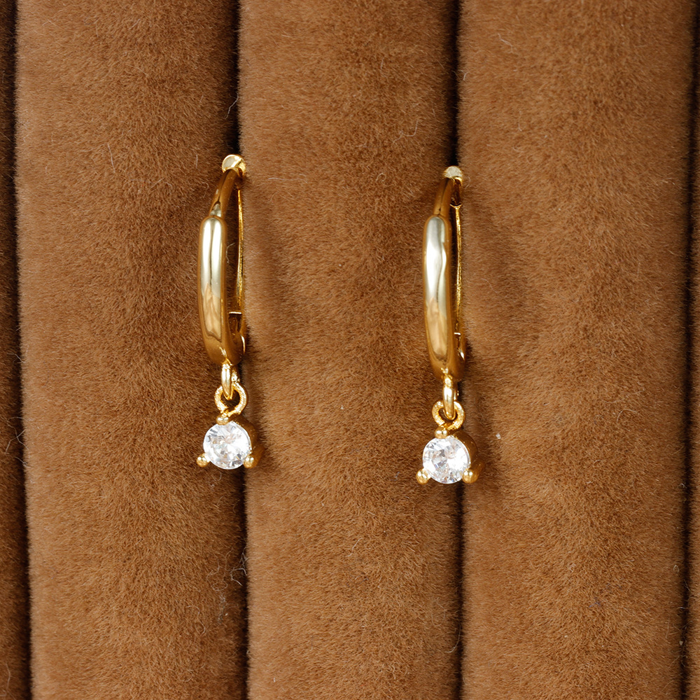 10g Weight Copper Ear Needle Material Zircon Inlay Material Charm Sleeper Hoop Earrings, Drop Earrings Classification 1 Pair Quantity Daily Occasion Copper Material Geometric Pattern Women's Gender Plating Design IG Style Style 1 Pair IG Style Geometric Plating Copper Zircon Drop Earrings 2