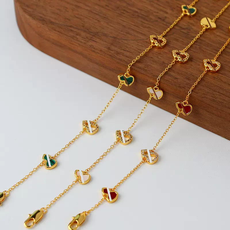 新中式时尚轻奢红色葫芦锆石手链小众气质复古精致百搭本命年手饰