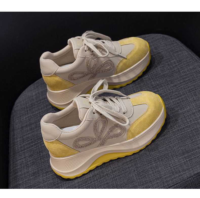 Giày sneaker nữ đế dày phong cách Đức da thật phối màu thời trang tăng chiều cao — M2922 màu vàng, M 2922m màu chi tiết 23