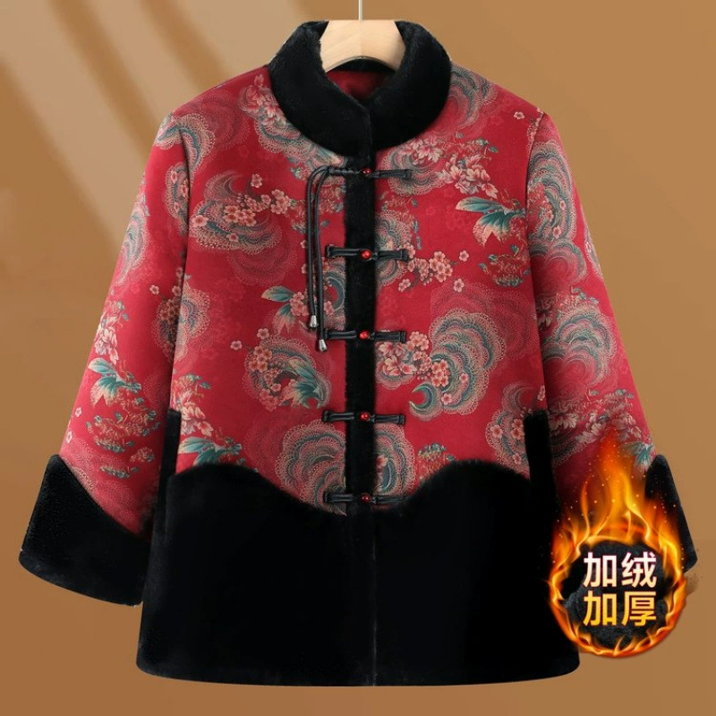 Keep warm fleece winter down jacket for mother, for middle age