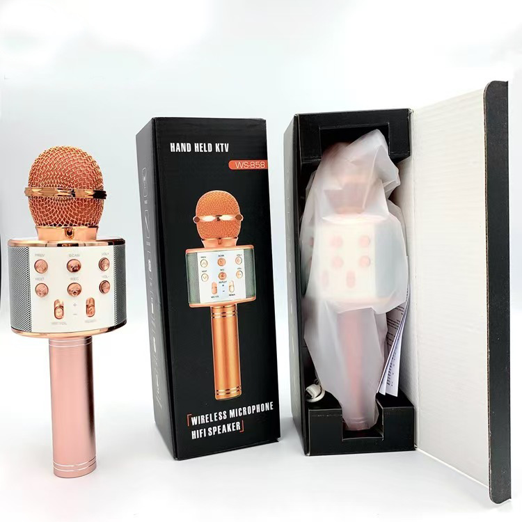 in stock wholesale WS858K song integrated audio bluetooth microphone home singing karaoke with microphone speaker