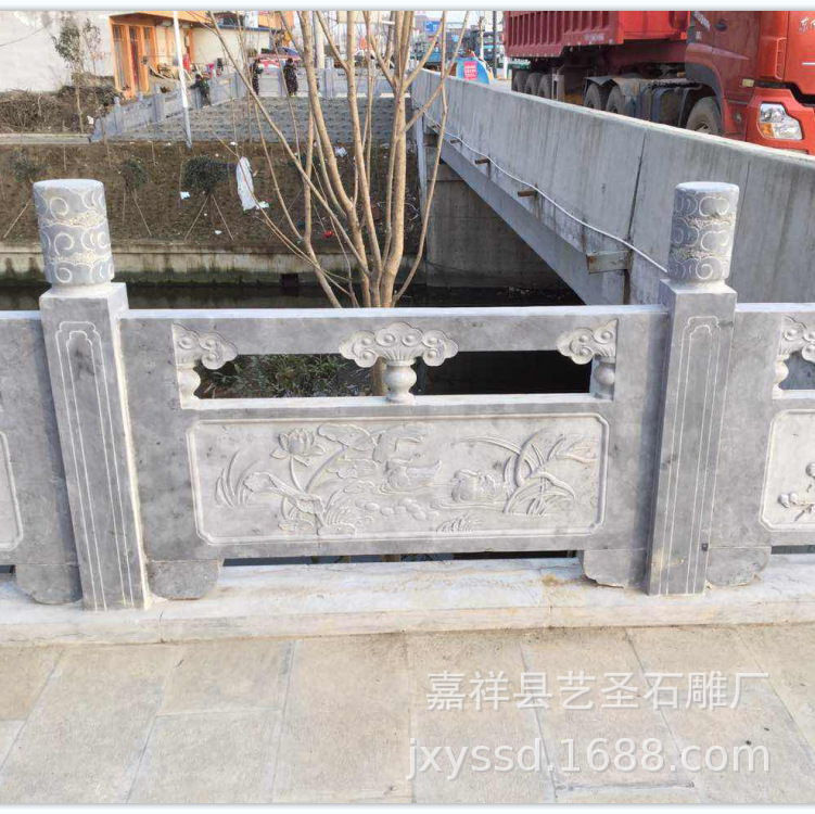 花岗岩石材栏杆 石雕栏板 河道水渠护栏 汉白玉扶手围栏 厂家定制