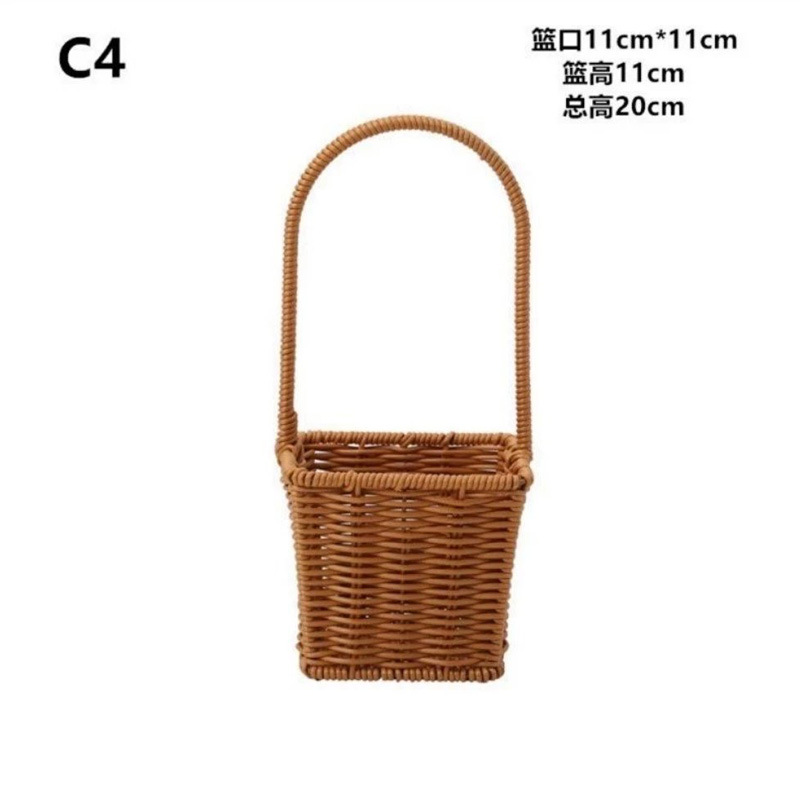 Cesta de hierro tejida a mano para el día del maestro, cesta de flores de mano de ratán de estilo pastoral retro, cesta de arreglo floral para salón, bricolaje