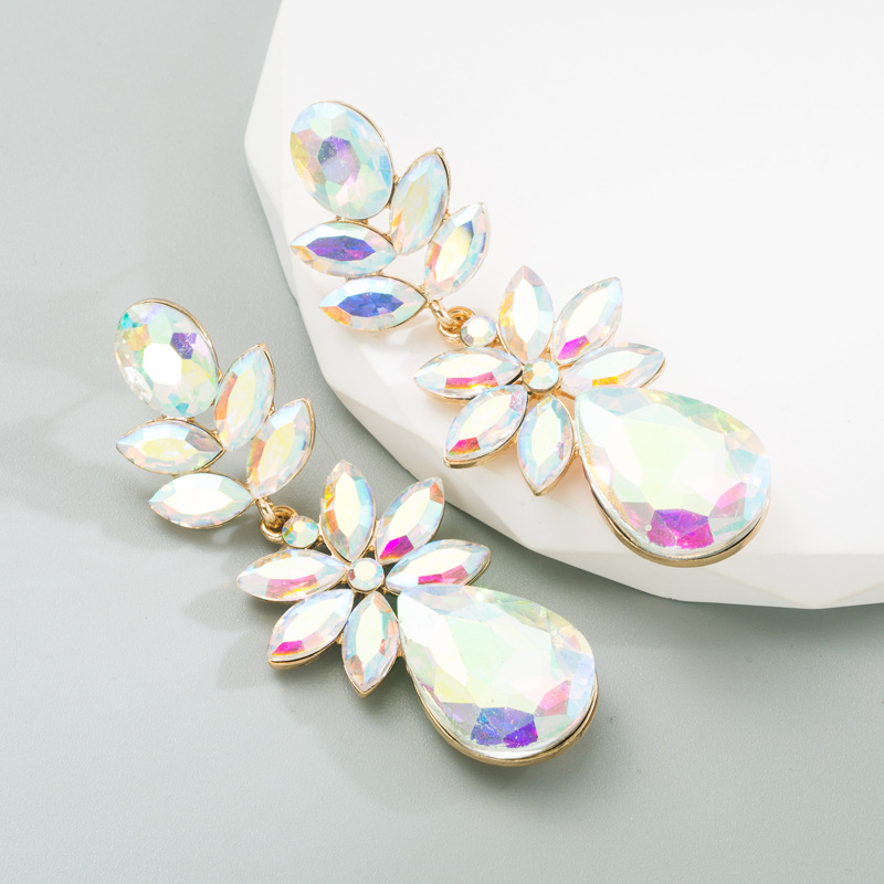 Rhinestones Inlay Material Drop Earrings Classification Fashion Water Droplets Alloy Inlay Rhinestones Drop Earrings
