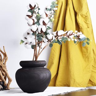 Black Wooden Vase Decorative Flower Vase Wood Floor Vase Decorative Farmhouse Rustic Style Coffee Table Decor