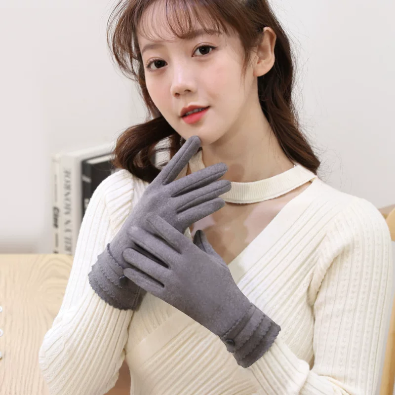  Demi-season keep warm gloves, set, velvet windproof fleece roly-poly doll