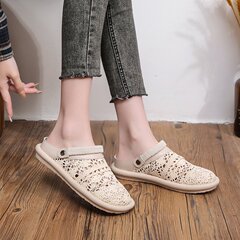 2024 Summer New Style Japanese Two-Wear Baotou Sandals Lace Breathable Soft Sole Casual Versatile Hollow Flat Shoes for Women