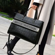 跨境手提包高级感鳄鱼纹女包欧美复古包包女新款大容量通勤托特包