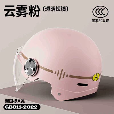 women, anti-fall safety helmet for electric: Motosiklet kaskı (dəbilqə) - 610m-coastline-pink-transparent-short-mirror