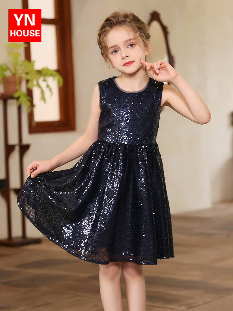 Vestido para niños, vestido de princesa, nuevo vestido de verano para niñas, traje de piano, temperamento de anfitrión, vestido de noche de pasarela