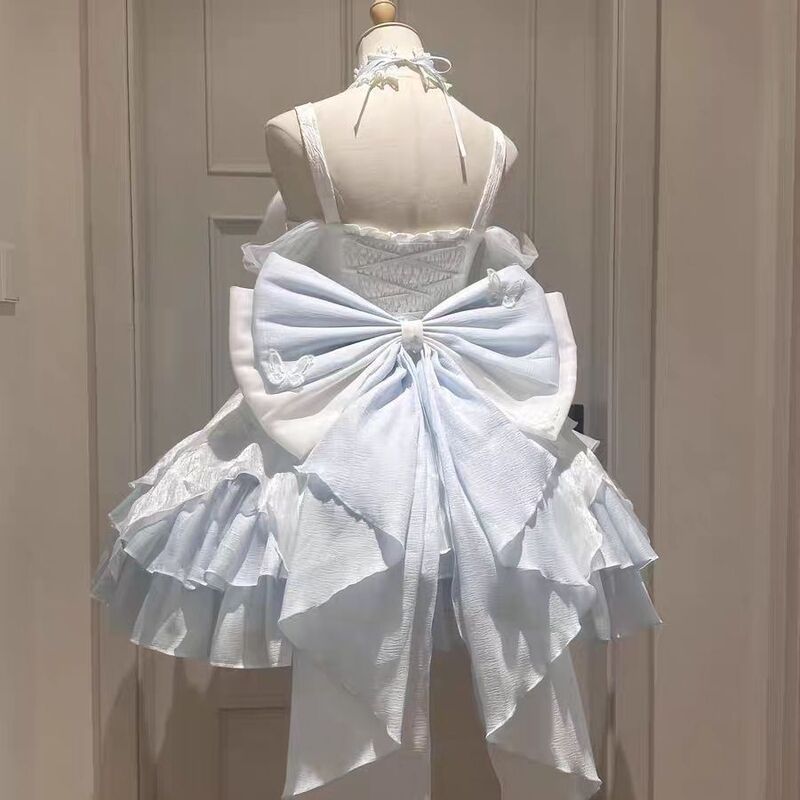韩版收腰公主小礼服显瘦细闪蝴蝶洛丽塔蓬蓬裙毕业礼服|undefined