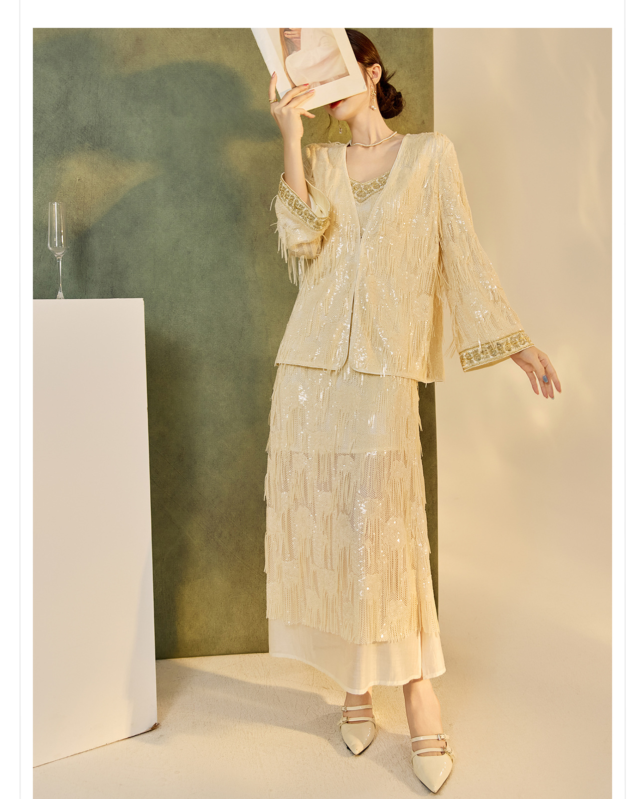 Áo khoác cardigan nữ cổ chữ V thêu tua rua — mơ chi tiết 13