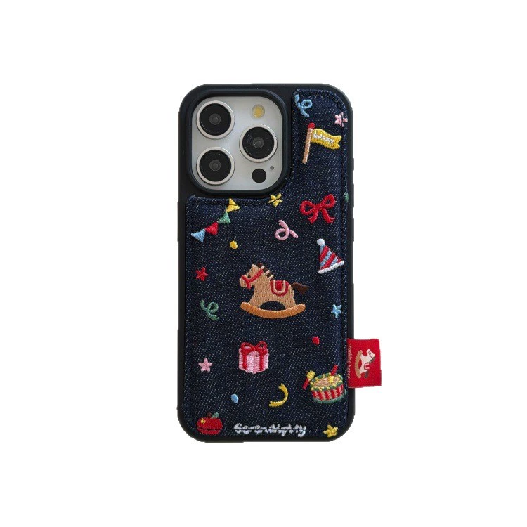 Apple, зимняя джинсовая совместимая подковка, iPhone 17, чехол для телефона, с вышивкой, 17промакс, iphone, 15