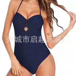 连体泳衣女下新款泡温泉性感显瘦露背海边泳装