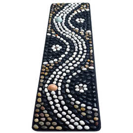 黑白律动鹅卵石足底按摩垫家用穴位指压板走毯石头垫脚部按摩步道