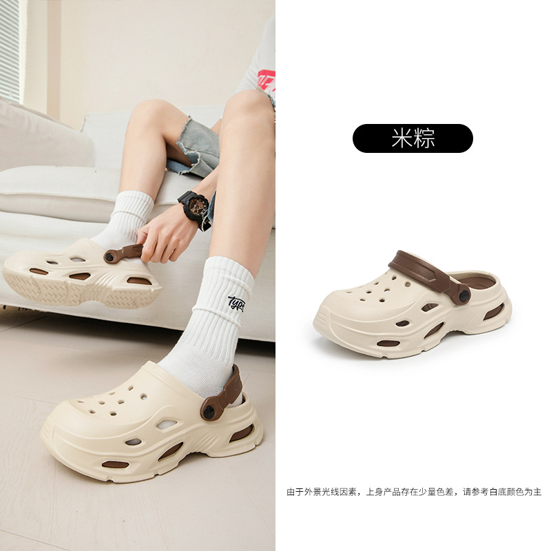 Zapatos con agujeros de suela gruesa para hombres verano 2025 nueva moda pisando mierda sandalias de playa antideslizantes zapatillas Baotou señoras