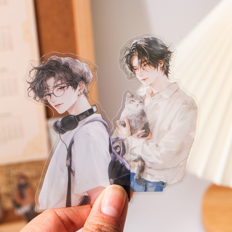 Shu Lang paso transparente impermeable pet stickers paquete diy diario stickers sunshine boy personaje stickers