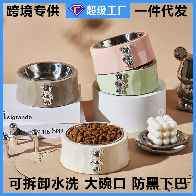 Домашние животные чаша из нержавеющей стали новый кирпич маленький медведь миска для домашних животных кошачий горшок с собачьей едой