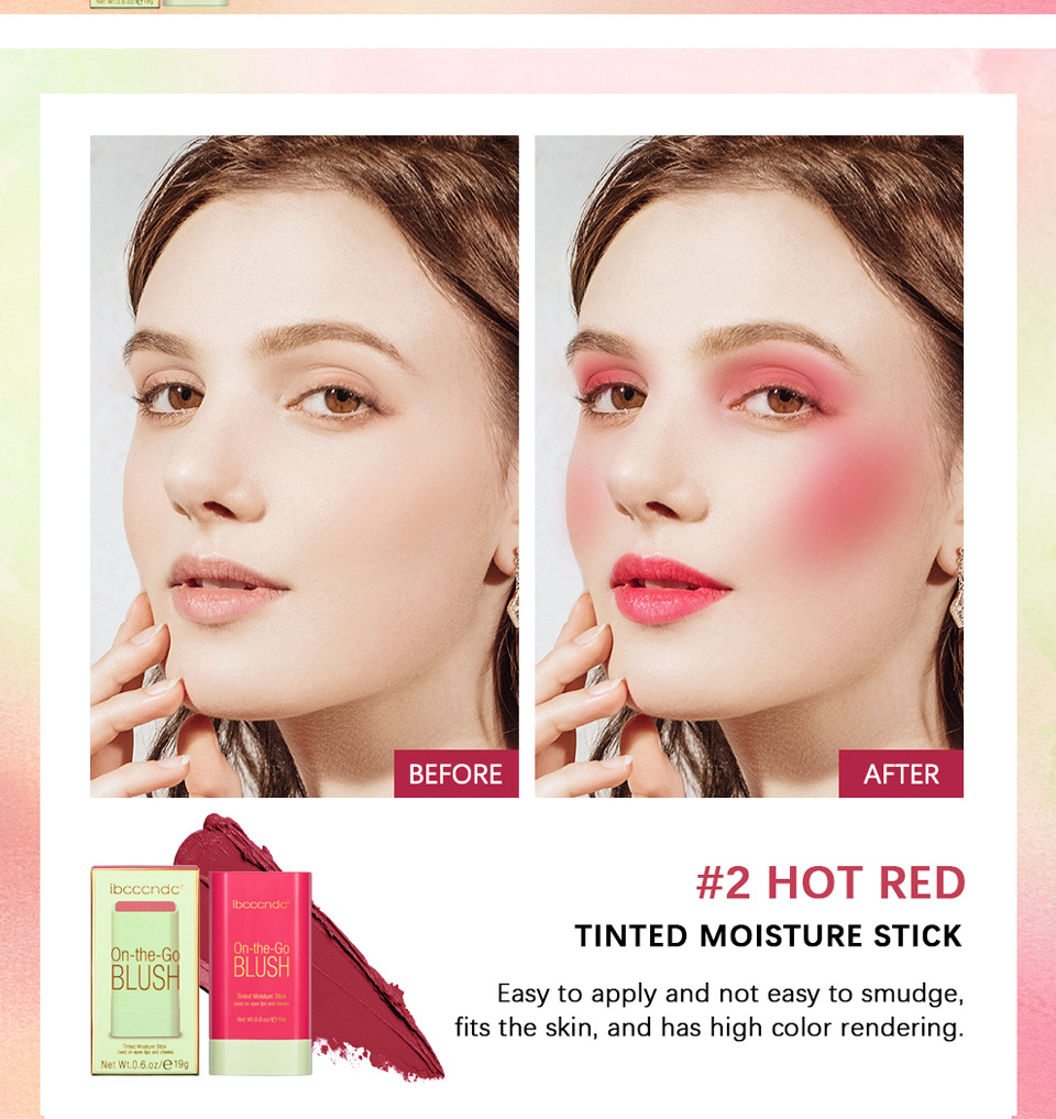 ibcccndc Three-dimensional Blush Cream Red Pink Natural Smooth Blush Blush Apply Blush undefined