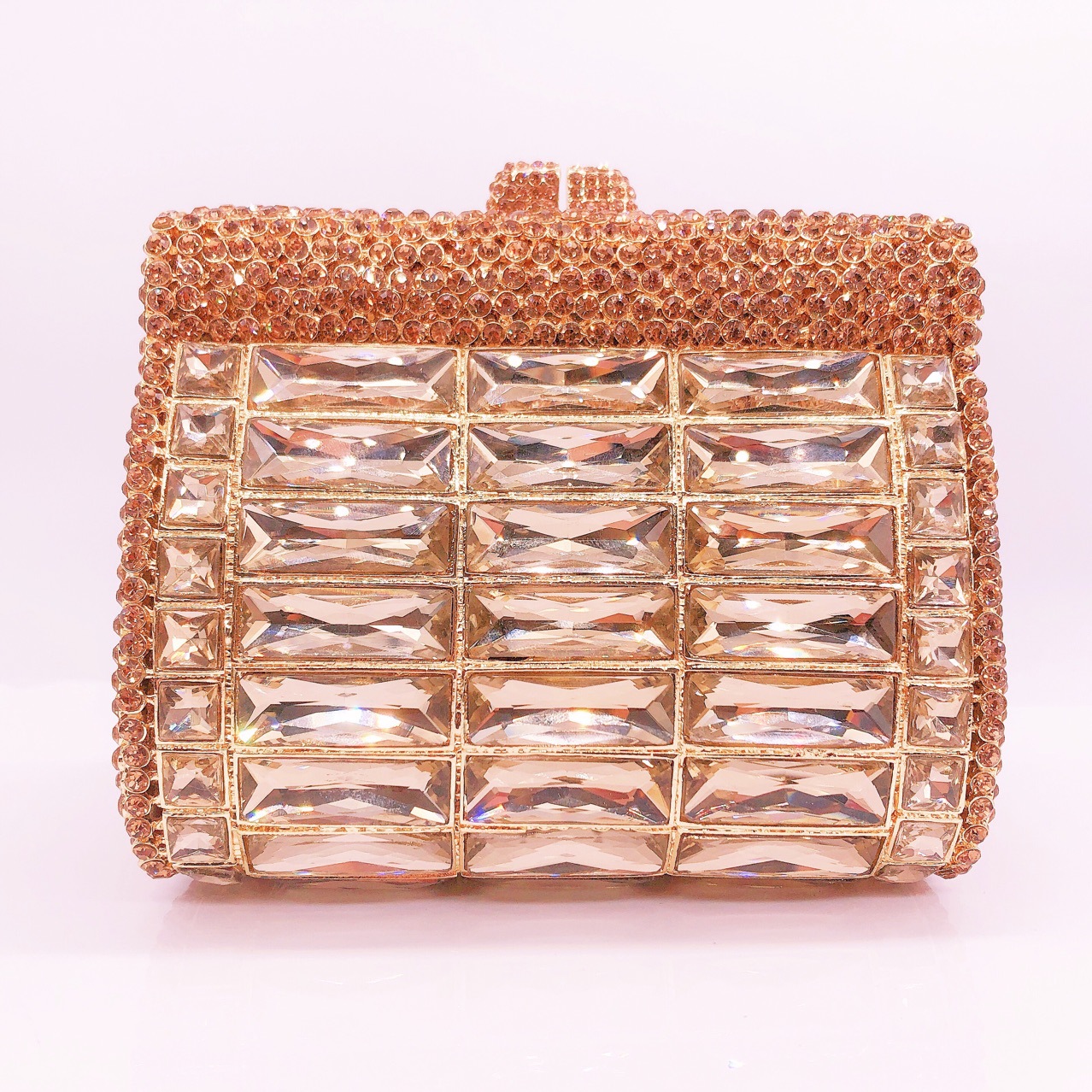 Túi clutch nữ đính đá rhinestone dạ hội cầm tay — Màu Sâm panh, Đế Vàng Kim Cương, Nền vàng kim cương trắng, Vàng kim AB chi tiết 18